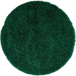 Teppich HOME AFFAIRE Viva rund Teppiche Gr. Ø 190 cm, 45 mm, 1 St., grün (dunkelgrün) Esszimmerteppiche Uni-Farben, einfarbig, besonders weich und kuschelig