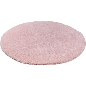 Teppich HOME AFFAIRE Viva rund Teppiche Gr. Ø 190 cm, 45 mm, 1 St., rosa Esszimmerteppiche Uni-Farben, einfarbig, besonders weich und kuschelig