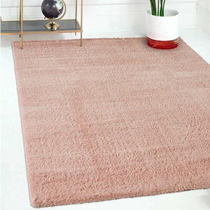 Teppich Home - Teppich Kurzflor einfarbig Modern Flauschig Weich Microfaser, für Wohnzimmer, Schlafzimmer, küche,120x170, Rosa