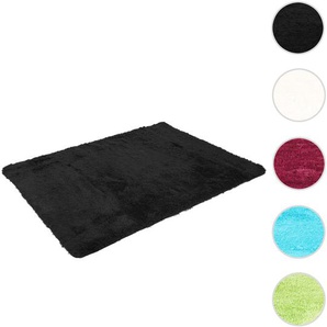 Teppich HWC-F69, Shaggy Läufer Hochflor Langflor, Stoff/Textil flauschig weich 230x160cm ~ schwarz