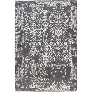 Teppich Jacquard Retro- und Vintage-Design Baumwollrücken Grau  Anthrazit