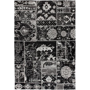 Teppich Jacquard Retro- und Vintage-Design Baumwollrücken Grau  Schwarz