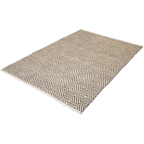 Teppich KAYOOM Aperitif 310 Teppiche Gr. B/L: 160 cm x 230 cm, 7 mm, 1 St., beige (beige, braun) Baumwollteppiche weiche Haptik,fusselarm, für Allergiker & Fußbodenheizung geeignet