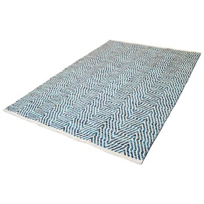 Teppich KAYOOM Aperitif 410 Teppiche Gr. B/L: 160 cm x 230 cm, 7 mm, 1 St., blau Baumwollteppiche weiche Haptik,fusselarm, für Allergiker & Fußbodenheizung geeignet