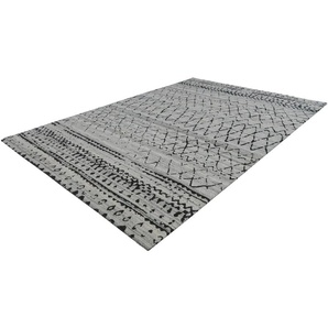 Teppich KAYOOM Phoenix 113 Teppiche Gr. B/L: 120 cm x 170 cm, 6 mm, 1 St., beige (natur, grau) Schurwollteppiche Dezenter Jacquard-Teppich, Flachflor, Aus pflegeleichten Materialien
