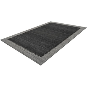 Teppich KAYOOM Phoenix 310 Teppiche Gr. B/L: 200 cm x 290 cm, 6 mm, 1 St., grau (anthrazit, grau) Schurwollteppiche Dezenter Jacquard-Teppich, Flachflor, Aus pflegeleichten Materialien
