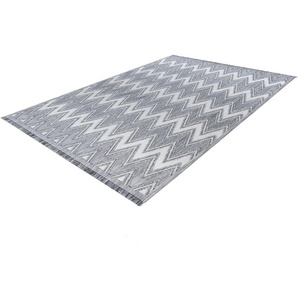 Teppich KAYOOM Sarai 225 Teppiche Gr. B/L: 160 cm x 230 cm, 6 mm, 1 St., grau (grau, weiß) Esszimmerteppiche Flachgewebe