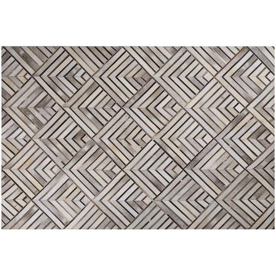 Teppich Leder Beige 140x200 cm Geometrisches Muster