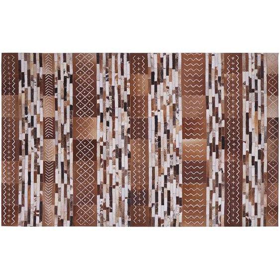 Teppich Leder Braun 140x200 cm Dekorativ Klassisch