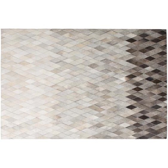 Teppich Weiß mit Grau 140 x 200 cm Hochflor Handgefertigt Patchwork Rechteckig Modern
