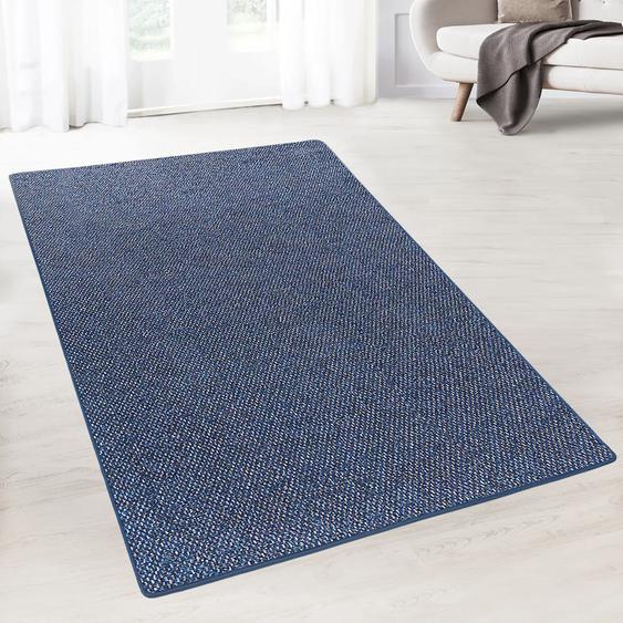 Teppich-Läufer auf Maß gekettelt | Ponto blau | Breite: 80 cm, Länge: 1000 cm