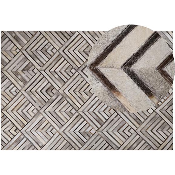 Teppich Leder Beige 160x230 cm Geometrisches Muster
