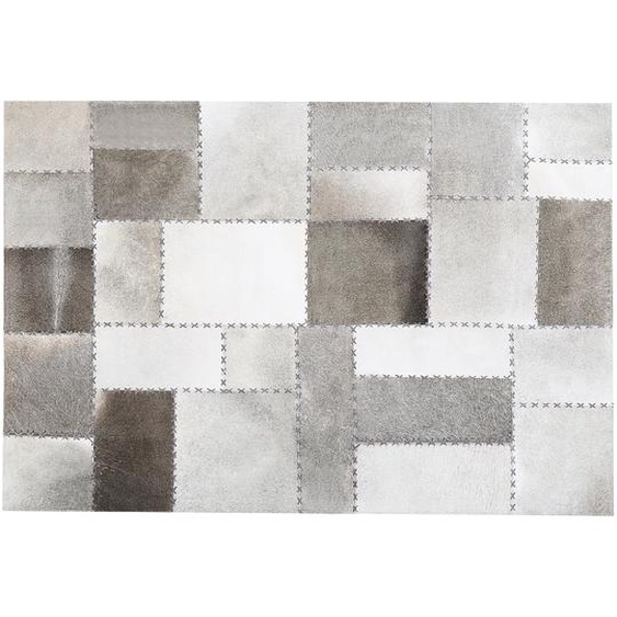 Teppich Leder Taupe Patchwork 160 x 230 cm Elegant Wohnzimmer