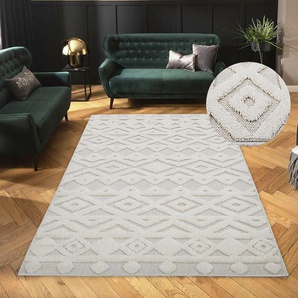 Teppich LEGER HOME BY LENA GERCKE Askja Teppiche Gr. B/L: 160 cm x 230 cm, 18 mm, 1 St., beige (creme) Orientalische Muster mit Woll-Look, Hoch-Tief Effekt, Teppich im Boho Stil