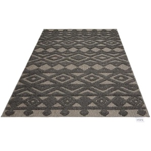 Teppich LEGER HOME BY LENA GERCKE Askja Teppiche Gr. B/L: 160 cm x 230 cm, 18 mm, 1 St., grau (anthrazit) Orientalische Muster mit Woll-Look, Hoch-Tief Effekt, Teppich im Boho Stil