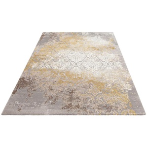Teppich LEONIQUE Alisa Teppiche Gr. B/L: 120 cm x 170 cm, 12 mm, 1 St., grau (grau, gelb) Esszimmerteppiche