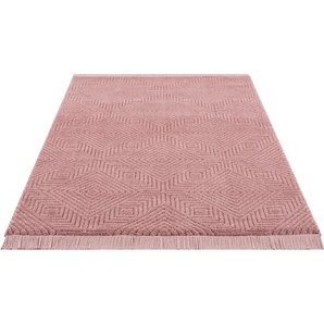 Teppich LEONIQUE Duchesse Teppiche Gr. B/L: 160 cm x 230 cm, 22 mm, 1 St., pink Fransenteppich Esszimmerteppiche