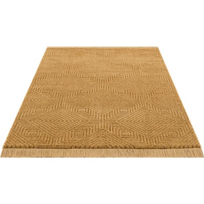 Teppich LEONIQUE Duchesse Teppiche Gr. B/L: 200 cm x 300 cm, 22 mm, 1 St., gelb Fransenteppich Esszimmerteppiche