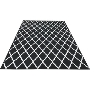Teppich LEONIQUE Elliota Teppiche Gr. B/L: 240 cm x 320 cm, 7 mm, 1 St., schwarz Esszimmerteppiche grafisches Rauten-Design, modern, Kurzflor-Teppich
