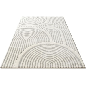 Teppich LEONIQUE »Imogen« Teppiche Gr. B/L: 280 cm x 380 cm, 13 mm, 1 St., grau Esszimmerteppiche Hoch-Tief-Effekt, softer Kurzflor, modern, pflegeleicht, Scandi-Look