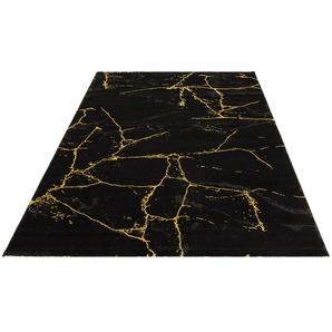 Teppich LEONIQUE Juliet Teppiche Gr. B/L: 240 cm x 340 cm, 12 mm, 1 St., schwarz (black, gold) Esszimmerteppiche