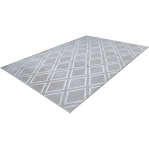 Teppich LEONIQUE Ledion Teppiche Gr. B/L: 200 cm x 290 cm, 7 mm, 1 St., grau (grau, blau) Esszimmerteppiche besonders weich durch Mikrofaser, Kurzflor, 3D-Effekt