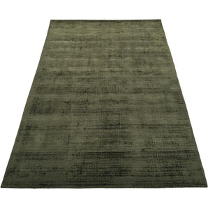 Teppich LEONIQUE Soley, Kurzflor-Teppiche, handgewebter Viskose-Teppich Teppiche Gr. B/L: 120 cm x 180 cm, 12 mm, 1 St., grün Esszimmerteppiche