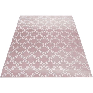 Teppich LEONIQUE Triana Teppiche Gr. B/L: 200 cm x 290 cm, 7 mm, 1 St., rosa Esszimmerteppiche 3D-Design, geometrisches & modernes Design, Kurzflor, kuschelig