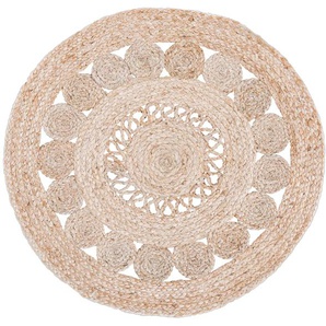 Teppich LUXOR LIVING Balo Teppiche Gr. Ø 150 cm, 6 mm, 1 St., beige (natur) Juteteppiche Naturfaser, handgeflochten, Flecht Design