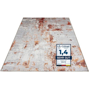 Teppich LUXOR LIVING Lago Teppiche Gr. B/L: 200 cm x 290 cm, 6 mm, 1 St., grau (grau, rost) Orientalische Muster faltbarer Teppich, modernes Design, waschbar, In- und Outdoor geeignet
