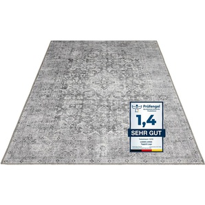 Teppich LUXOR LIVING Lago Teppiche Gr. B/L: 240 cm x 340 cm, 6 mm, 1 St., grau (grau, anthrazit) Orientalische Muster faltbarer Teppich, modernes Design, waschbar, In- und Outdoor geeignet
