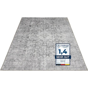 Teppich LUXOR LIVING Lago Teppiche Gr. B/L: 240 cm x 340 cm, 6 mm, 1 St., grau (grau, anthrazit) Orientalische Muster faltbarer Teppich, modernes Design, waschbar, In- und Outdoor geeignet