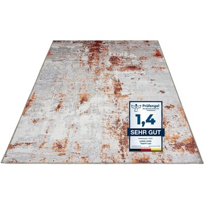 Teppich LUXOR LIVING Lago Teppiche Gr. B/L: 240 cm x 340 cm, 6 mm, 1 St., grau (grau, rost) Orientalische Muster faltbarer Teppich, modernes Design, waschbar, In- und Outdoor geeignet