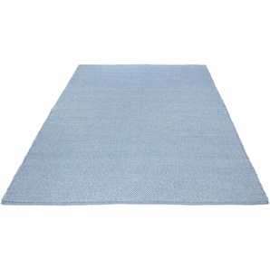 Teppich LUXOR LIVING Liv Teppiche Gr. B/L: 120 cm x 170 cm, 12 mm, 1 St., blau (hellblau) Baumwollteppiche Handweb, reine Baumwolle, handgewebt, Uni-Farben, leicht meliert