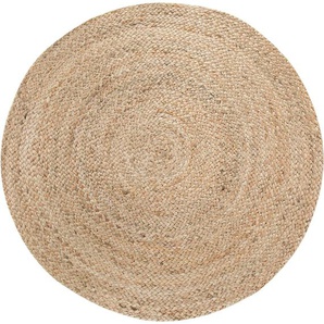 Teppich LUXOR LIVING Mamda 2 Teppiche Gr. Ø 150 cm, 4 mm, 1 St., beige (natur) Juteteppich Knüpfteppich Kurzflorteppich Teppich Juteteppiche Teppiche Flachgewebe, handgeflochten, Flecht Design, 100% Naturfaser,Boho-Style