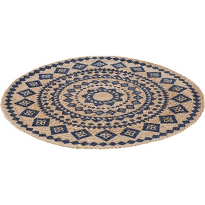 Teppich LUXOR LIVING Mamda Teppiche Gr. Ø 120 cm, 4 mm, 1 St., beige (naturfarben) Juteteppich Knüpfteppich Kurzflorteppich Outdoorteppich Teppich Juteteppiche Teppiche Naturfaser, In- und Outdoor geeignet, Wohnzimmer