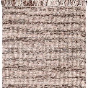 Teppich LUXOR LIVING Morton Teppiche Gr. B/L: 170 cm x 240 cm, 18 mm, 1 St., beige (beige, braun) Fransenteppich Baumwollteppiche reine Baumwolle, handgewebt, mit Fransen, Wohnzimmer