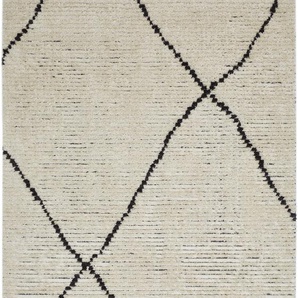 Teppich LUXOR LIVING Ovada 2 Teppiche Gr. B/L: 160 cm x 230 cm, 25 mm, 1 St., beige Fransenteppich Esszimmerteppiche modernes Rauten Design, mit Fransen