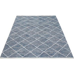 Teppich LUXOR LIVING Pantin Teppiche Gr. B/L: 170 cm x 240 cm, 8 mm, 1 St., blau Baumwollteppiche Handweb, Flachgewebe, reine Baumwolle, handgewebt, Rauten Design