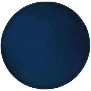 Teppich Marineblau Viskose Baumwolle ø 140 cm Kurzflor Glatt Handgewebt Rund Wohnzimmer Schlafzimmer