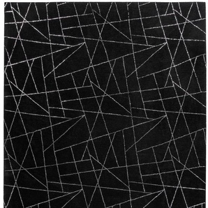 Teppich ME GUSTA Bijou 125 Teppiche Gr. B/L: 200 cm x 290 cm, 20 mm, 1 St., silberfarben (schwarz, silberfarben) Esszimmerteppiche