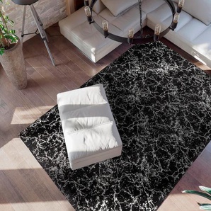 Teppich ME GUSTA Bijou 225 Teppiche Gr. B/L: 200 cm x 290 cm, 20 mm, 1 St., silberfarben (schwarz, silberfarben) Esszimmerteppiche Glanz Effekt, Wohnzimmer