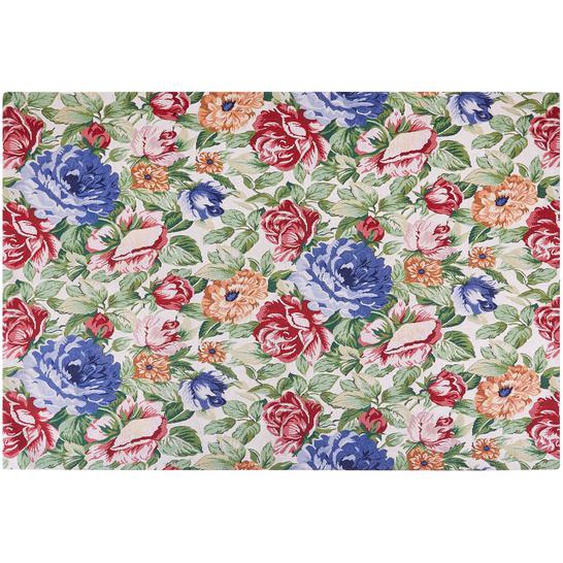 Teppich Mehrfarbig Baumwolle Rechteckig 200 x 300 cm Blumenmuster Jacquardgewebt Kurzhaar Modern Wohnzimmer Schlafzimmer Ausstattung Deko