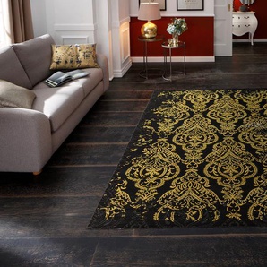Teppich MERINOS Bahar Teppiche Gr. B/L: 200 cm x 290 cm, 12 mm, 1 St., schwarz (black, gold) Esszimmerteppiche
