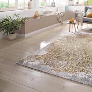Teppich MERINOS Gayla Teppiche Gr. B/L: 200 cm x 290 cm, 12 mm, 1 St., beige Esszimmerteppiche Vintage Design, Hoch-Tief-Effekt, Wohnzimmer
