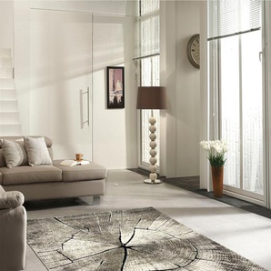 Teppich MERINOS Ibiza 605 Teppiche Gr. B/L: 160 cm x 230 cm, 13 mm, 1 St., braun Esszimmerteppiche Wohnzimmer, Baumstamm Motiv, Holz Optik