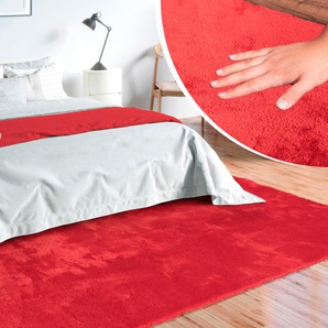 Teppich MERINOS Loft 37, Kunstfellteppich, rot, B:240cm H:16mm L:340cm, Polyester, Teppiche, weich und kuschelig, Fell Haptik, Anti-Rutsch-Unterseite