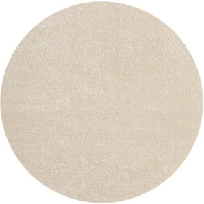 Teppich MERINOS Loft 37 Teppiche Gr. Ø 200 cm, 16 mm, 1 St., beige Esszimmerteppiche Kunstfellteppich besonders weich und kuschelig, Fell Haptik