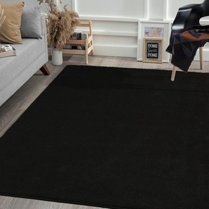 Teppich MERINOS Montana Teppiche Gr. B/L: 200 cm x 290 cm, 20 mm, 1 St., schwarz (black) Esszimmerteppiche Kurzflor, Uni-Farben, besonders weich