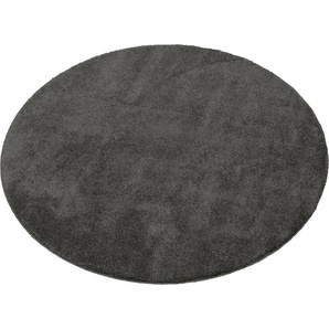 Teppich MERINOS Montana Teppiche Gr. Ø 160 cm, 20 mm, 1 St., grau (anthrazit) Esszimmerteppiche
